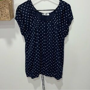 Agenda Navy‎ Blue Polka Dot Blouse